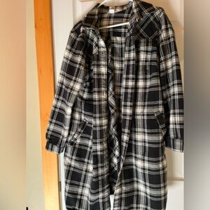 Black and White Plaid Folklore Flannel Duster from Duluth Trading Co